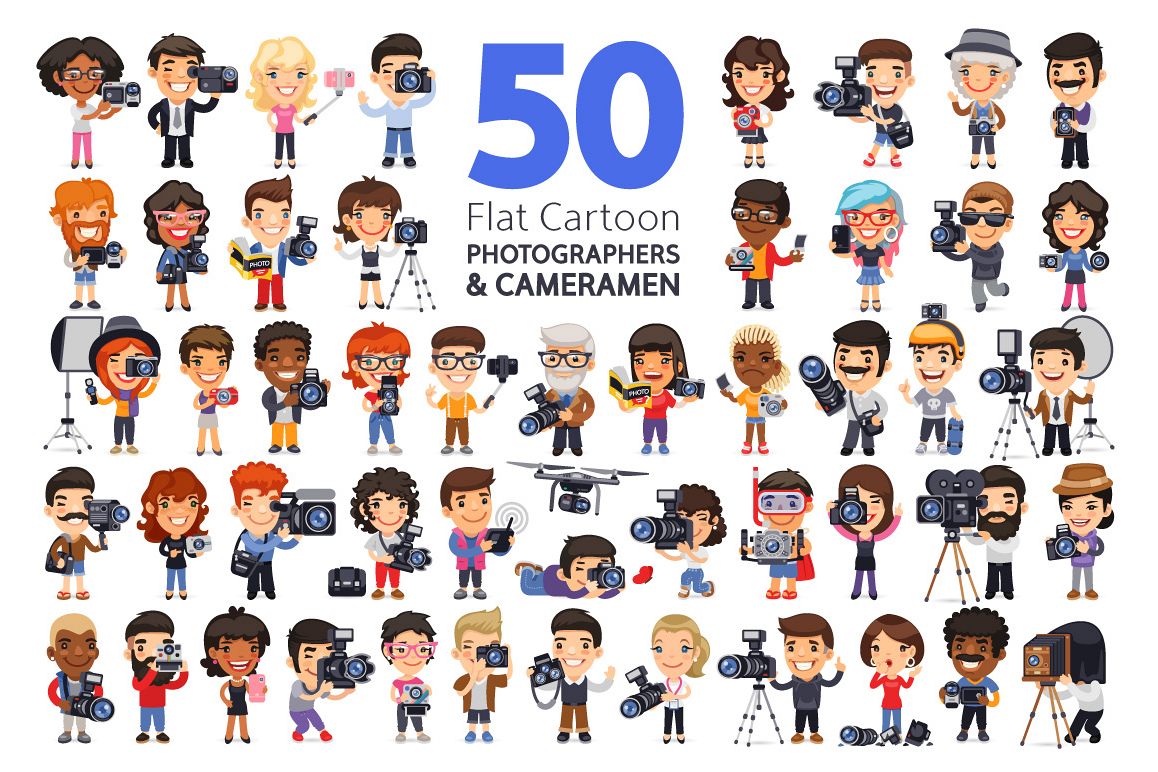Photographers & Cameramen Characters BIG set example image 1