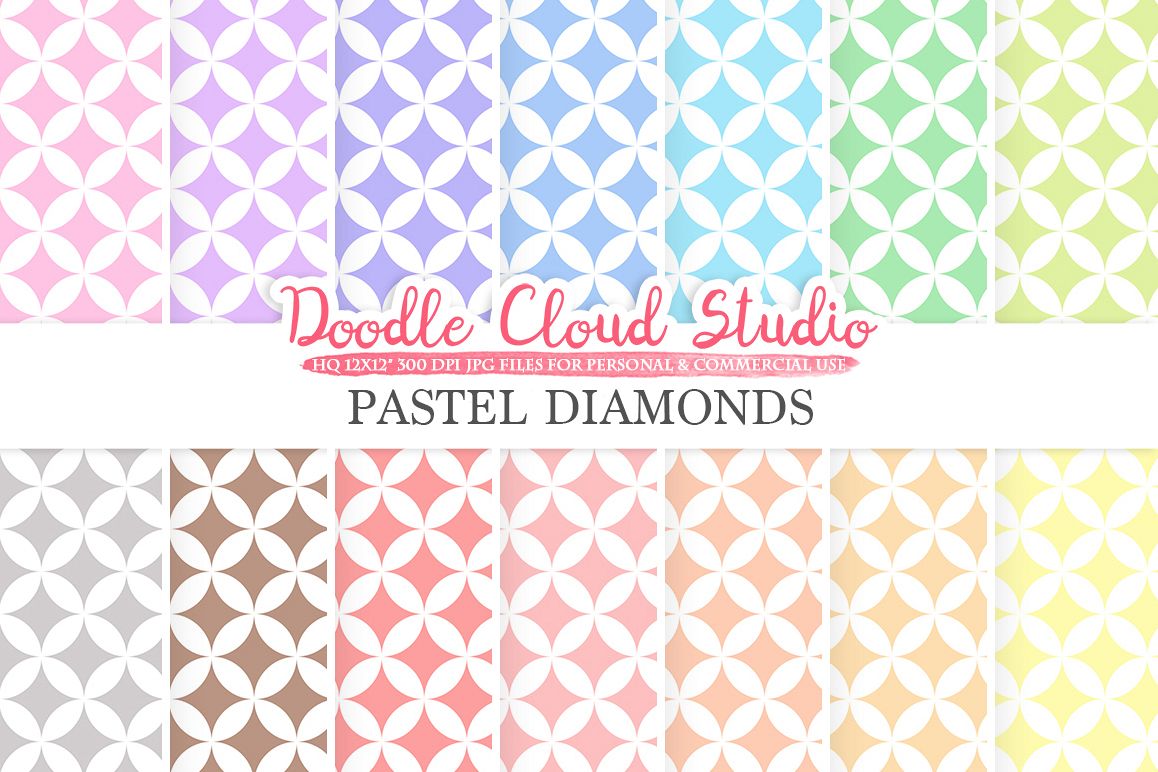 Pastel Diamond digital paper, Diamond pattern, Digital Diamond, pastel colors background, Instant Download for Personal & Commercial Use example image 1