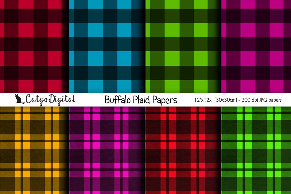 Buffalo Plaid Papers Digital Scrapbooking Pack 12x12