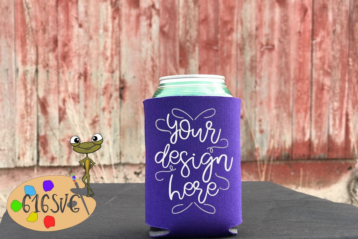 Purple Can Cooler Mockup example image 1