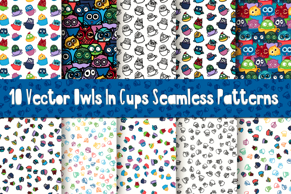 Nice Owls In Cups Patterns example image 1