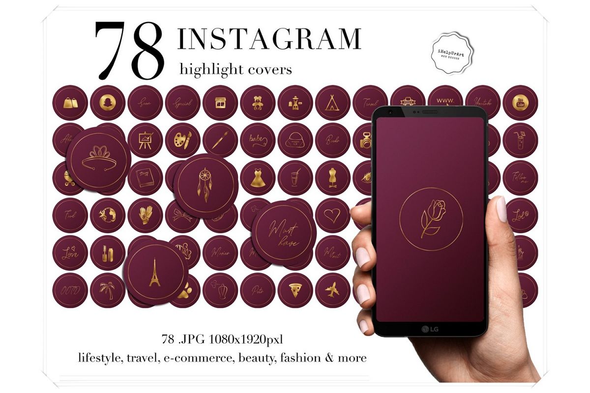 Burgundy Instagram Story Highlight Icons example image 1