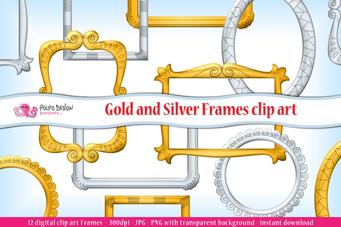 Gold and Silver frames clipart example image 1