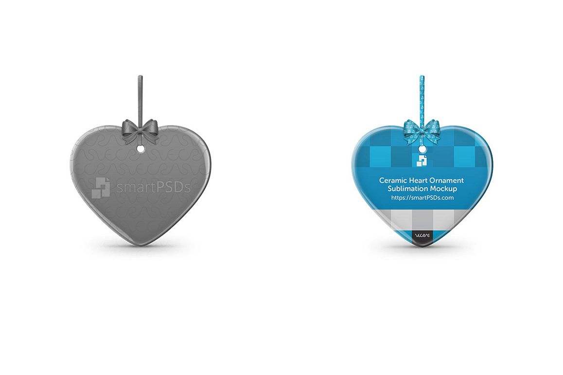 Heart Shaped Ceramic Ornament Sublimation Design Mockup example image 1