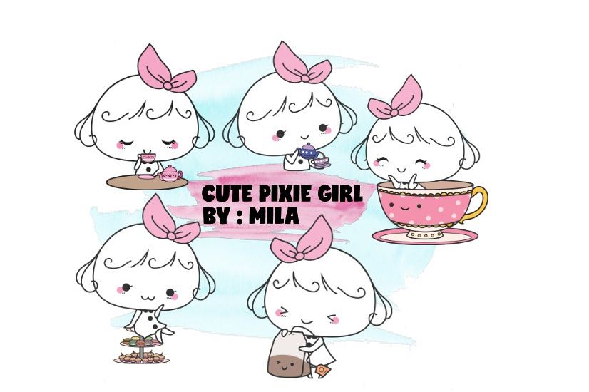 KAWAII GIRL CLIPART BUNDLE PNG example image 1
