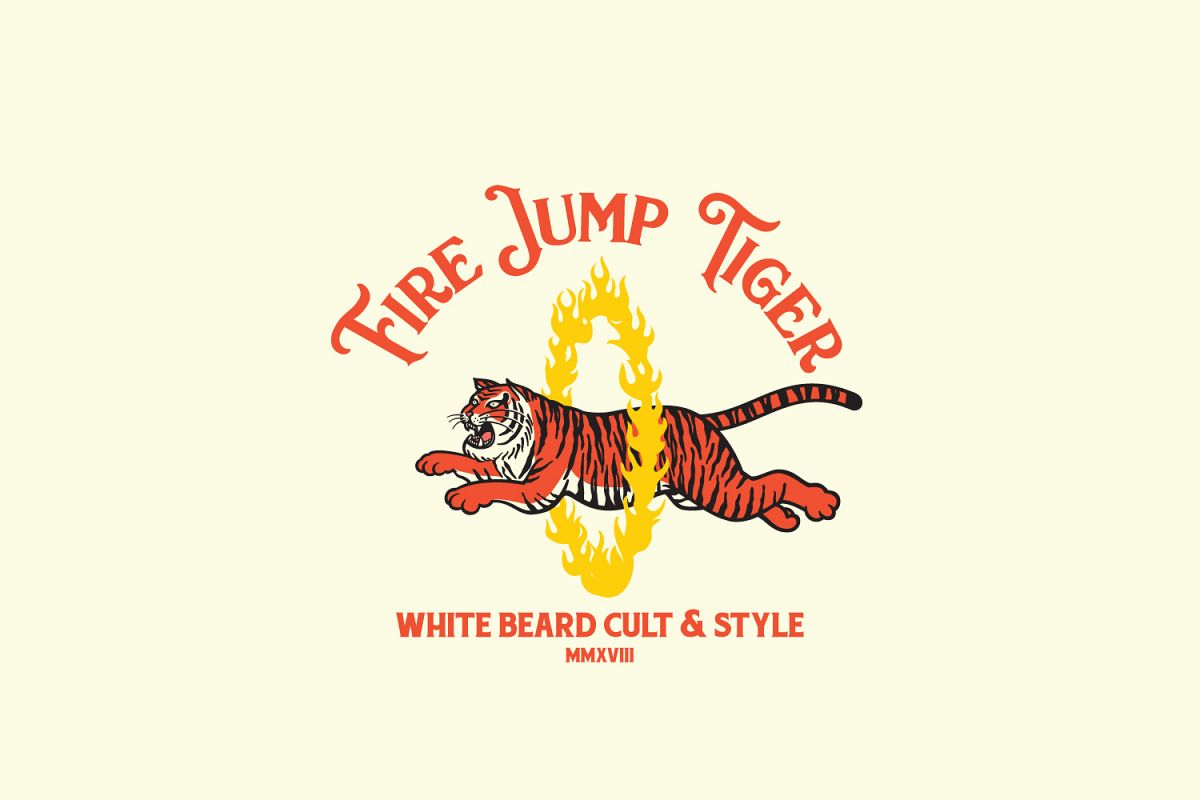 Fire Jump Tiger Logo Template example image 1