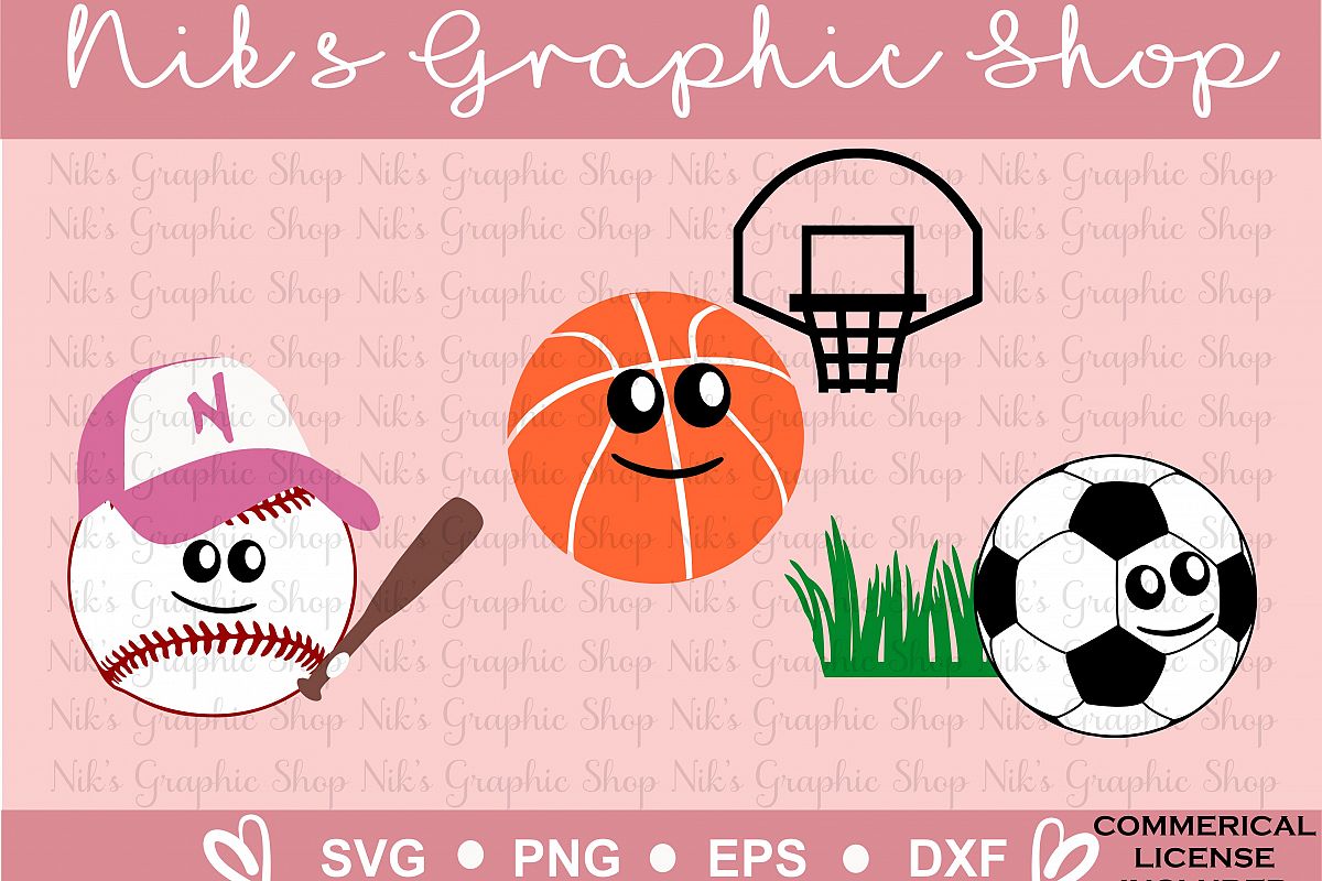 Cartoon Svg, Soccer Svg, Baseball Svg, Basketball Svg, Sports Cartoon, Cartoon Smile, Funny Sports Svg, Sports Svg, Cut Files example image 1