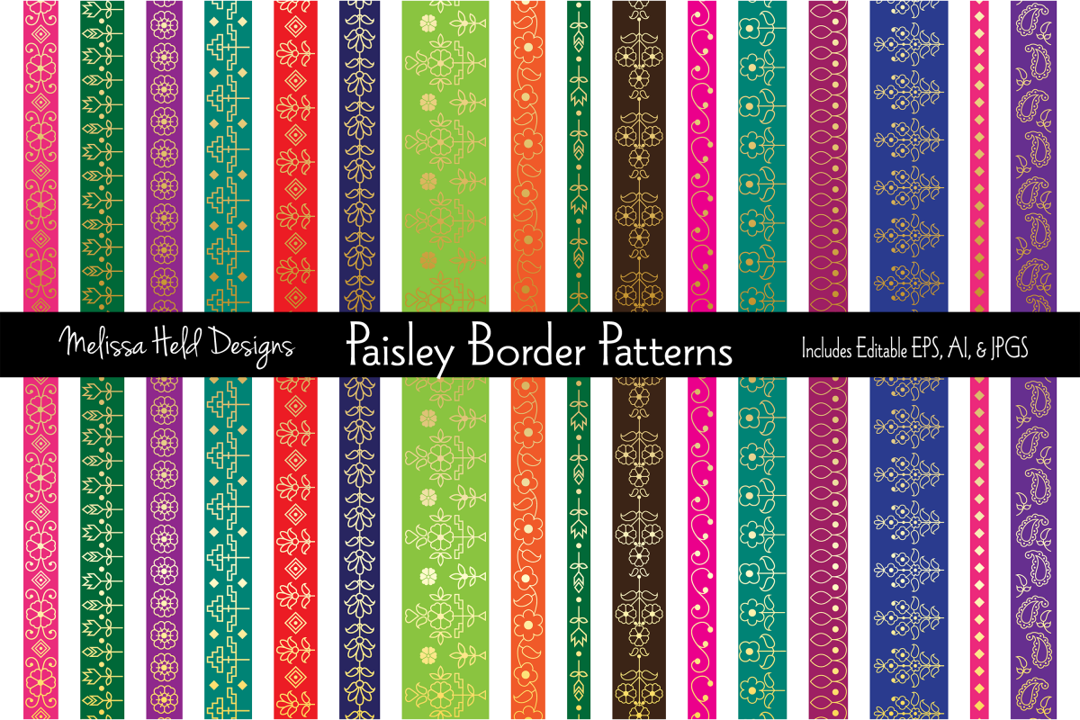 Gold Paisley Border Patterns example image 1