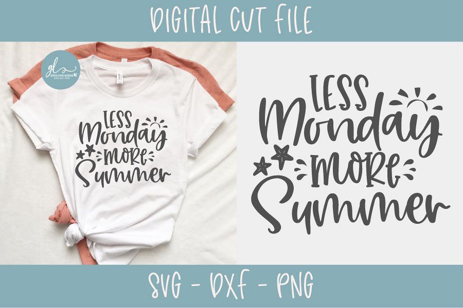 Less Monday More Summer - Summer SVG Cut File example image 1