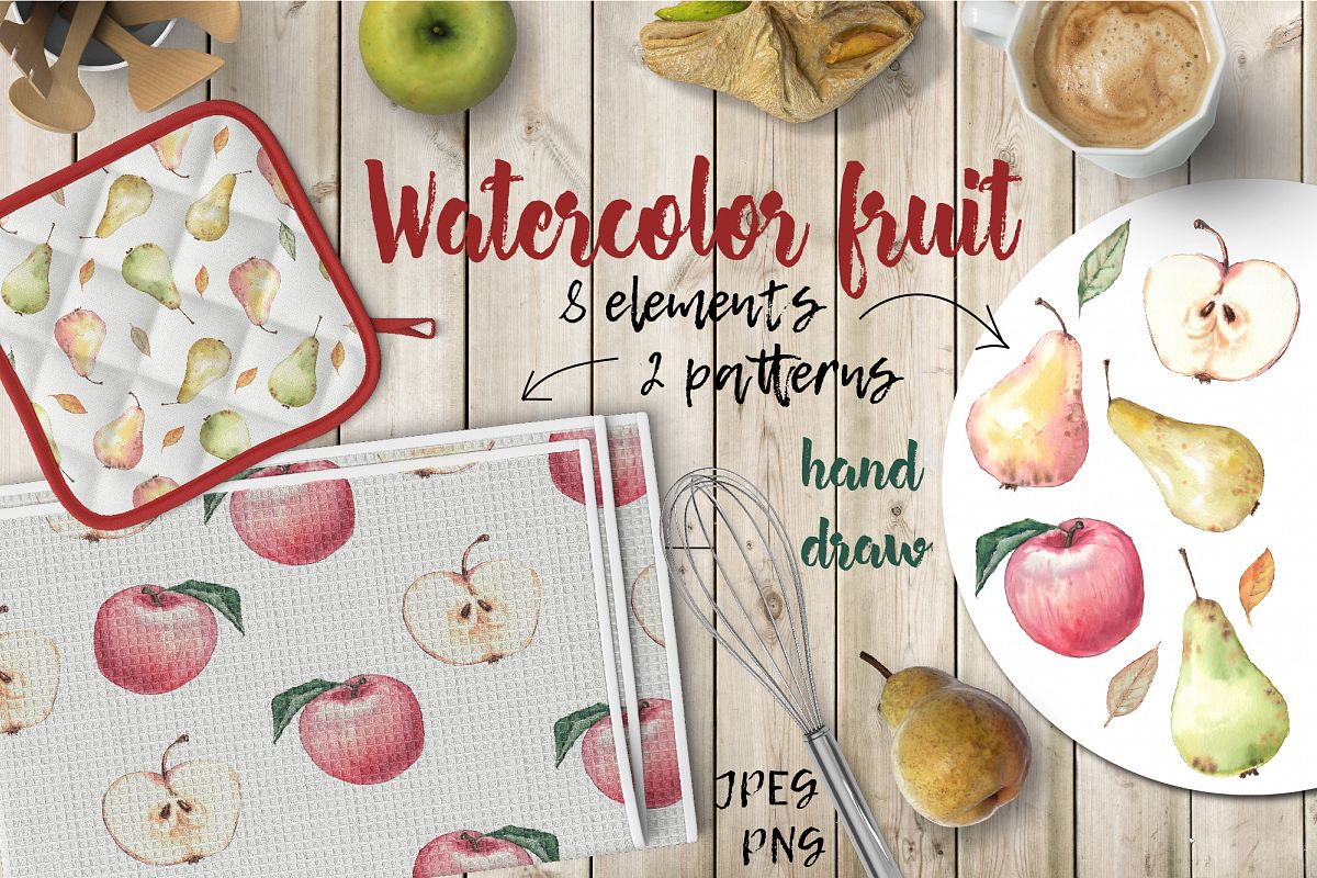 Watercolor fruit. example image 1