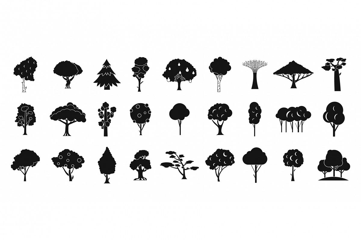 Tree icon set, simple style example image 1