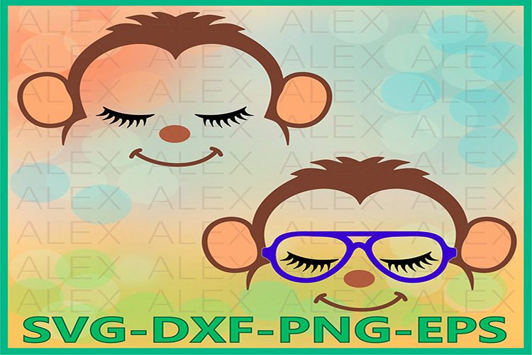 Monkey Face Svg, Monkey Svg, Monkey Eyelashes Face Svg example image 1