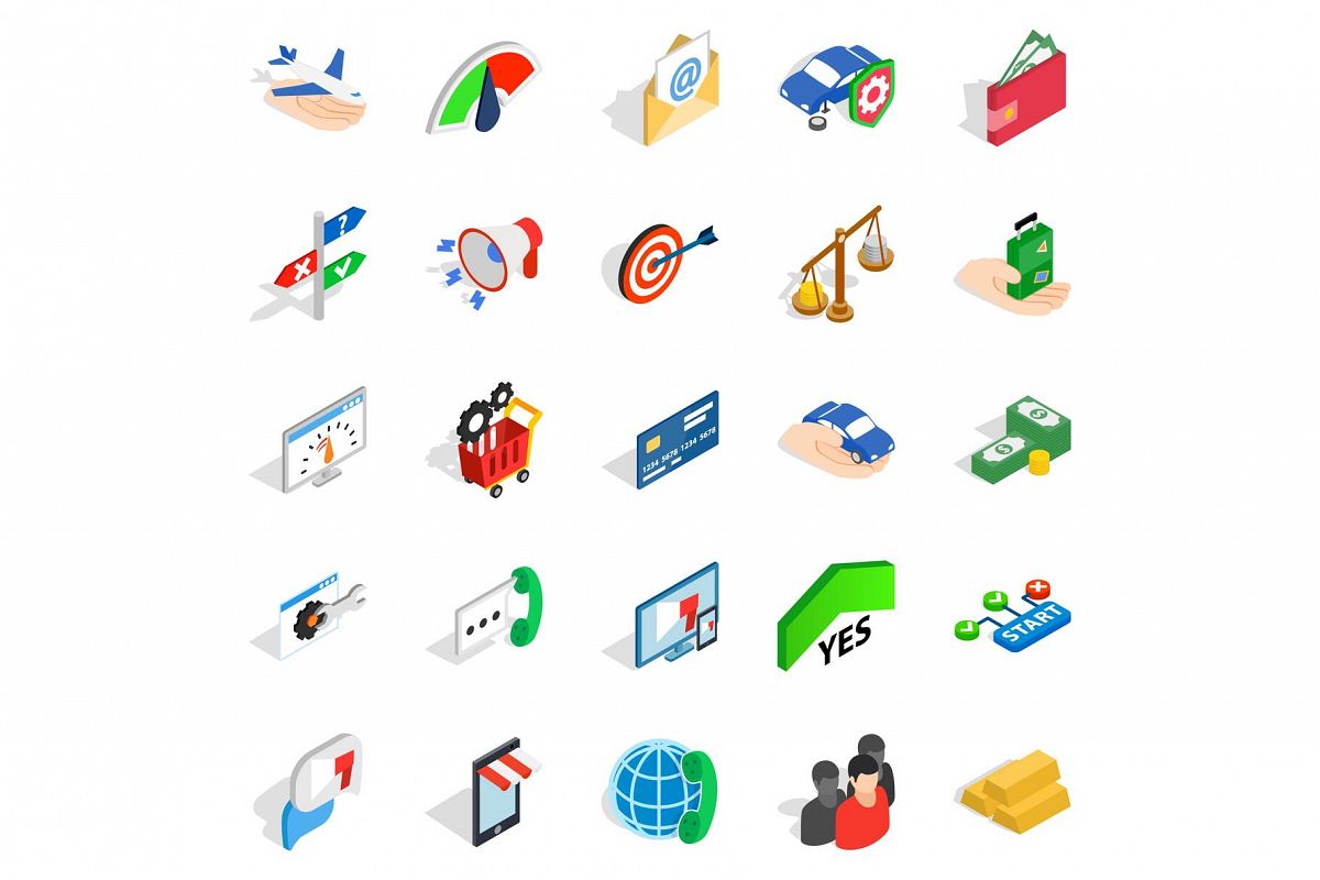 Business pay icons set, isometric style example image 1