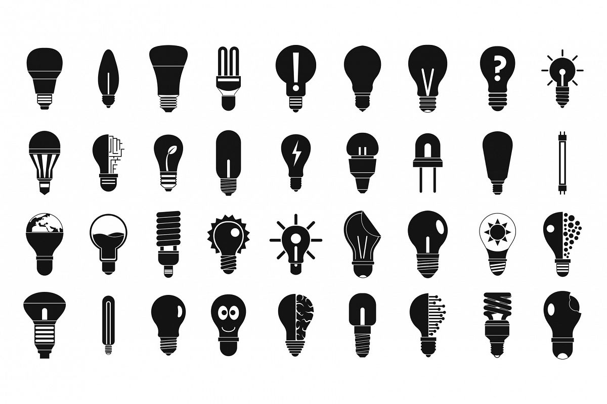 Bulb icon set, simple style example image 1