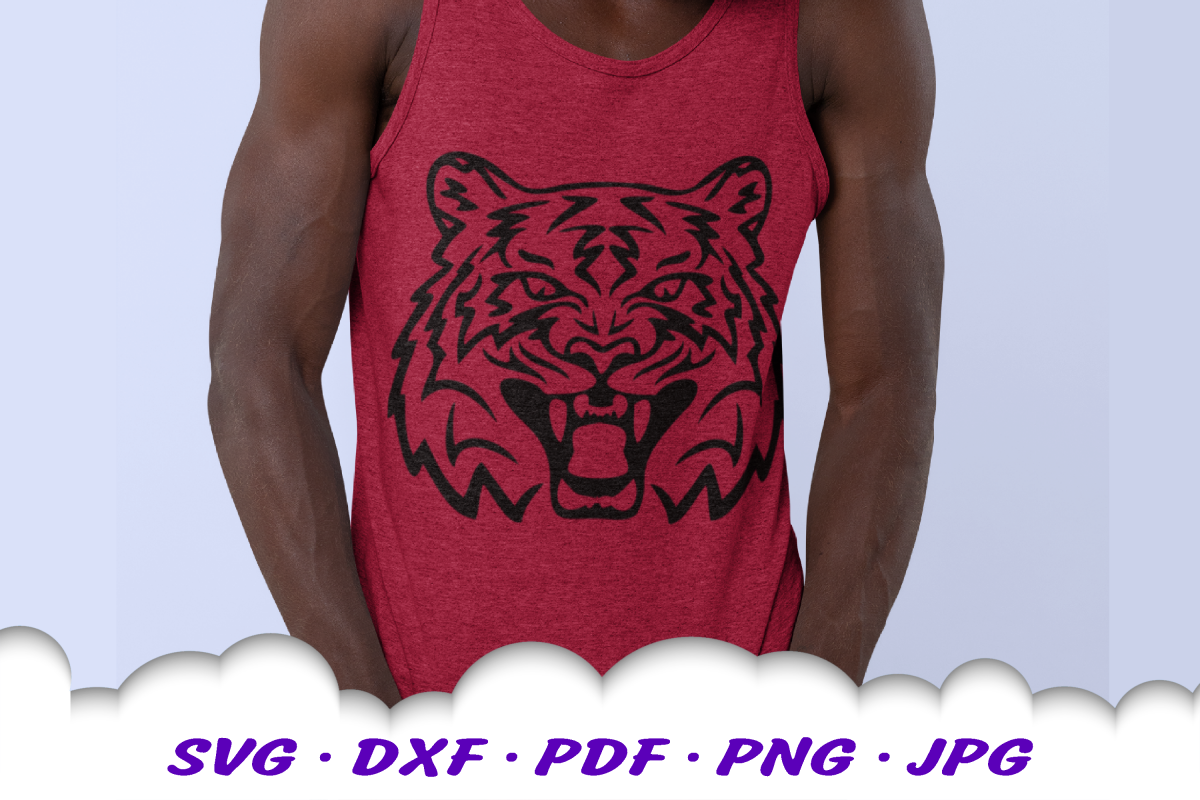 Tiger Mascot Sports Team SVG DXF Cut Files example image 1