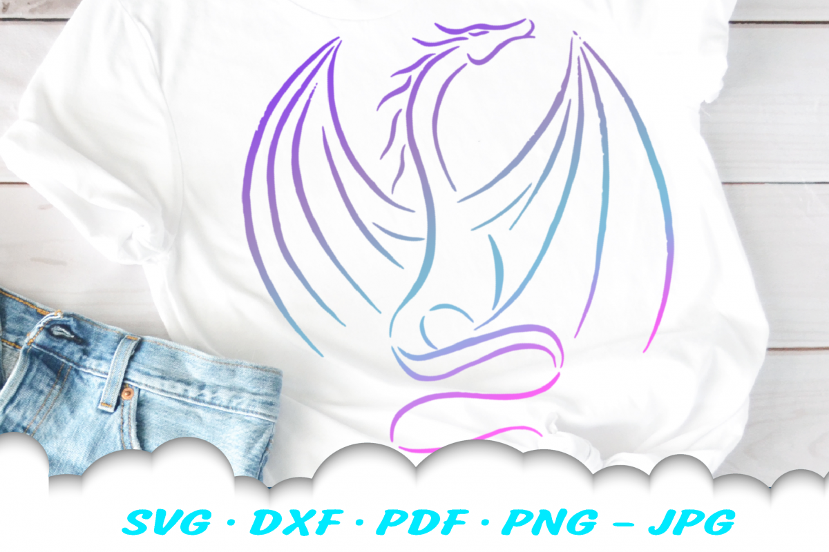 Tribal Dragon SVG DXF Cut Files example image 1