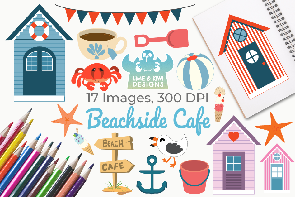Beachside Cafe Clipart, Instant Download Vector Art example image 1