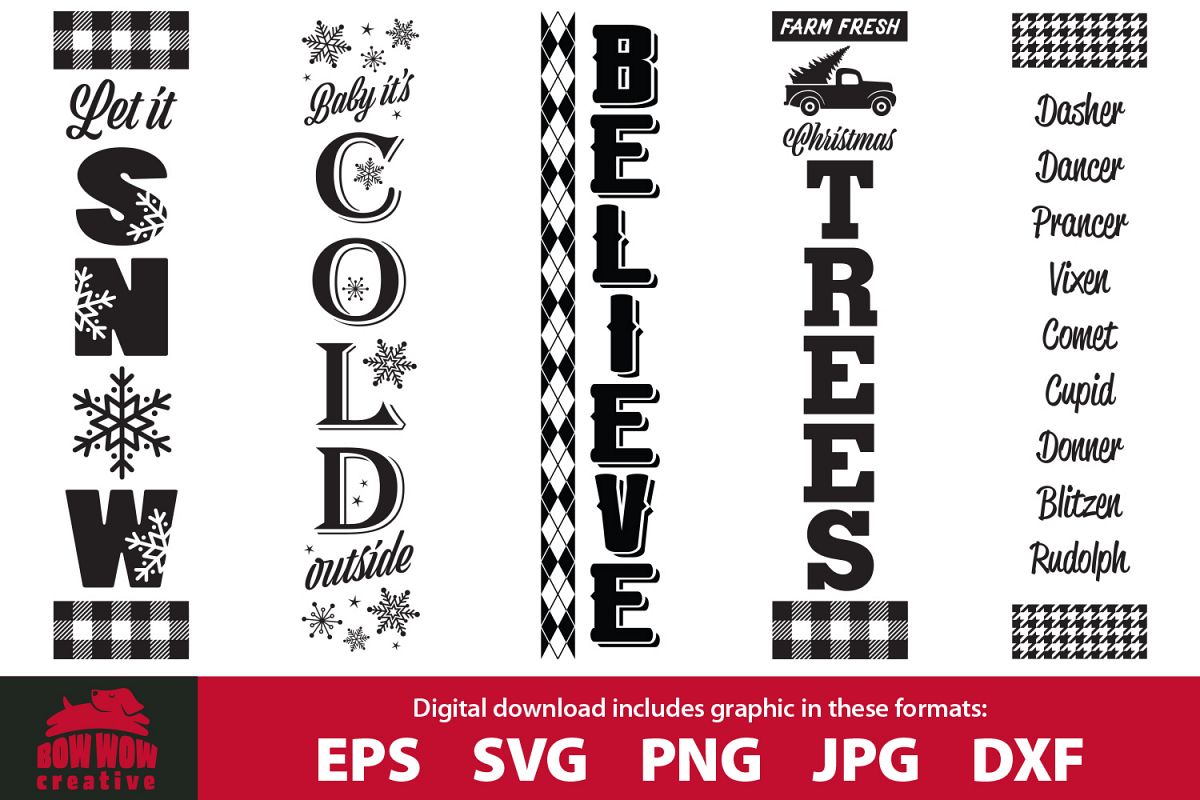 Christmas Winter porch sign bundle - SVG, EPS, JPG, PNG, DXF example image 1