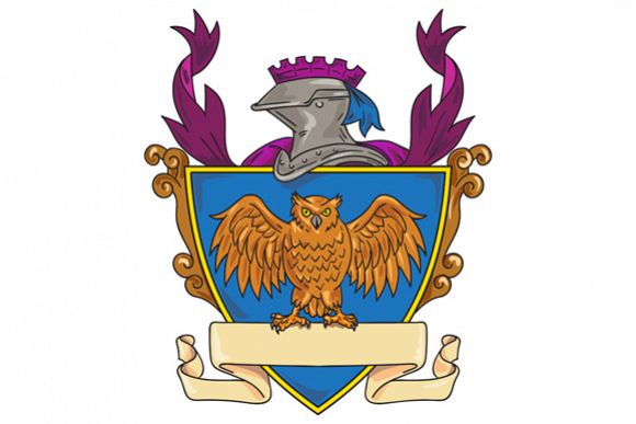 Owl Wings Spread Knight Helmet Drawing example image 1
