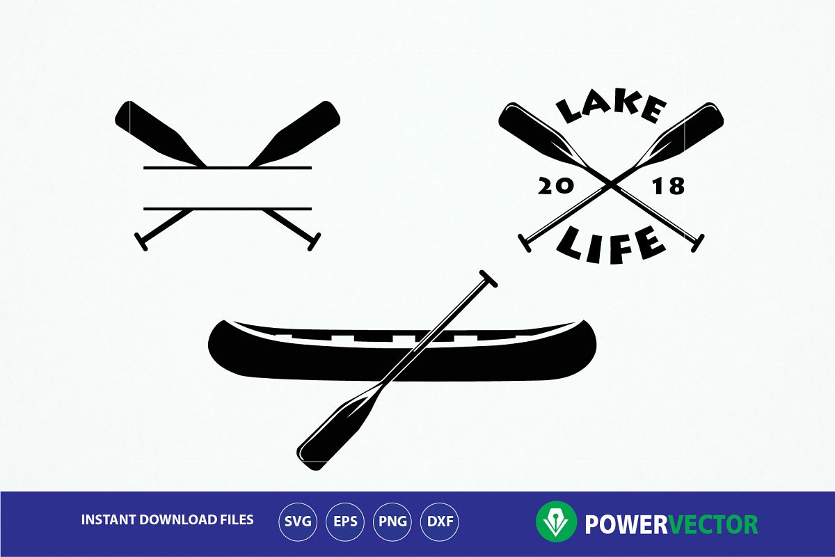 Lake Life SVG. Canoe Boat, Paddles Clip art (100504) | SVGs | Design