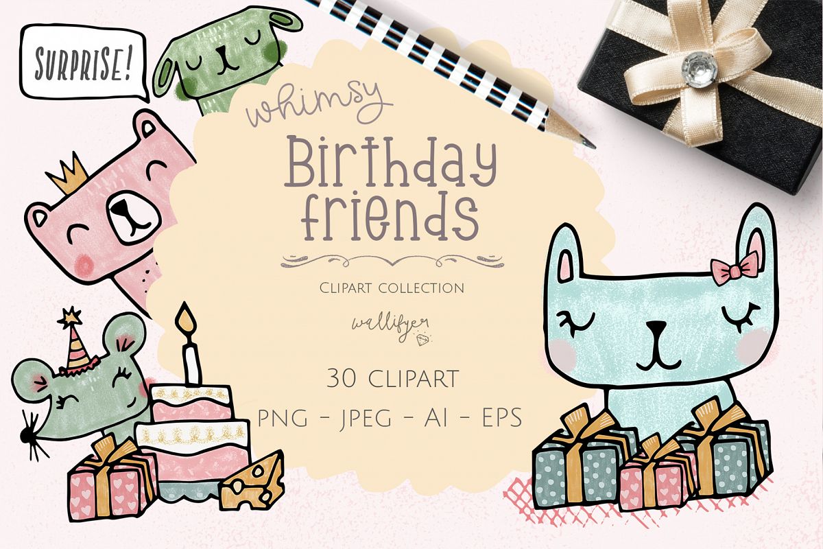 Whimsical birthday clipart collection example image 1
