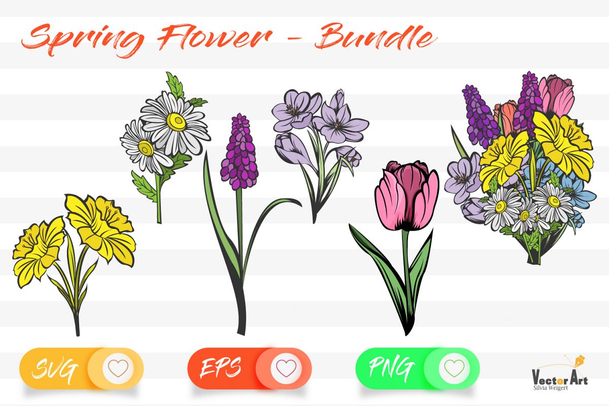Spring Flower - Bundle - Cut Files with 2 Layers example image 1
