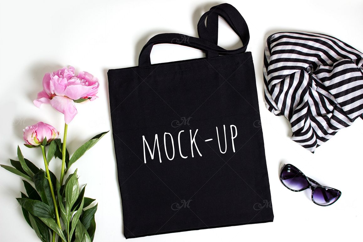 Black tote bag Mock-up. PSD+JPG (42851) | Mock Ups ...
