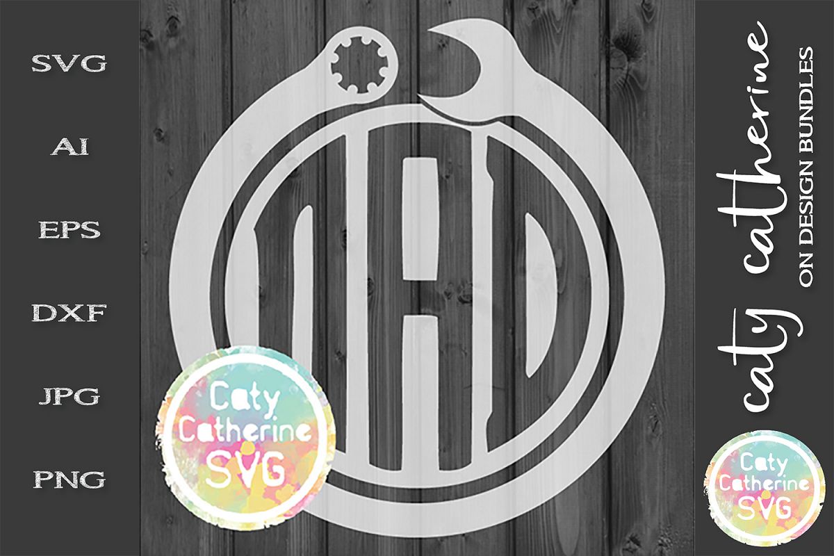 Spanner Ratchet DAD Monogram Frame Father's Day SVG Cut File example image 1