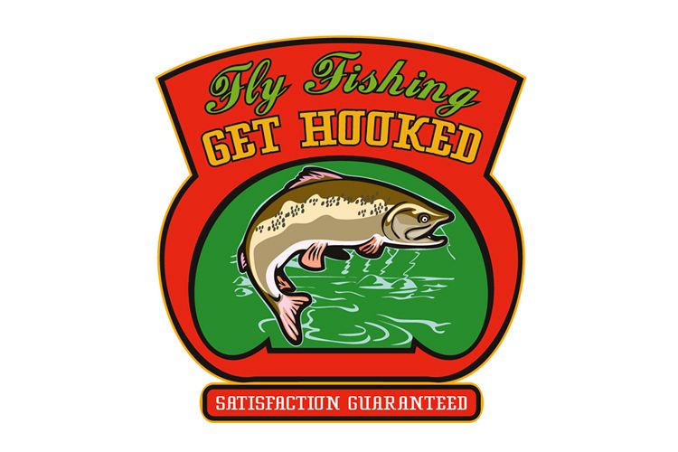 Fly fisherman catching trout with fly reel example image 1