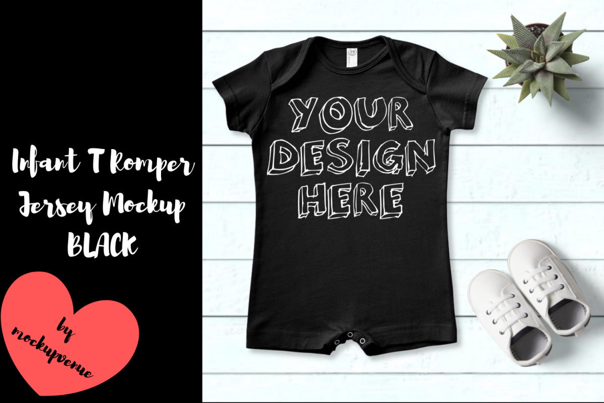 Infant T Romper Jersey Mockup - BLACK example image 1