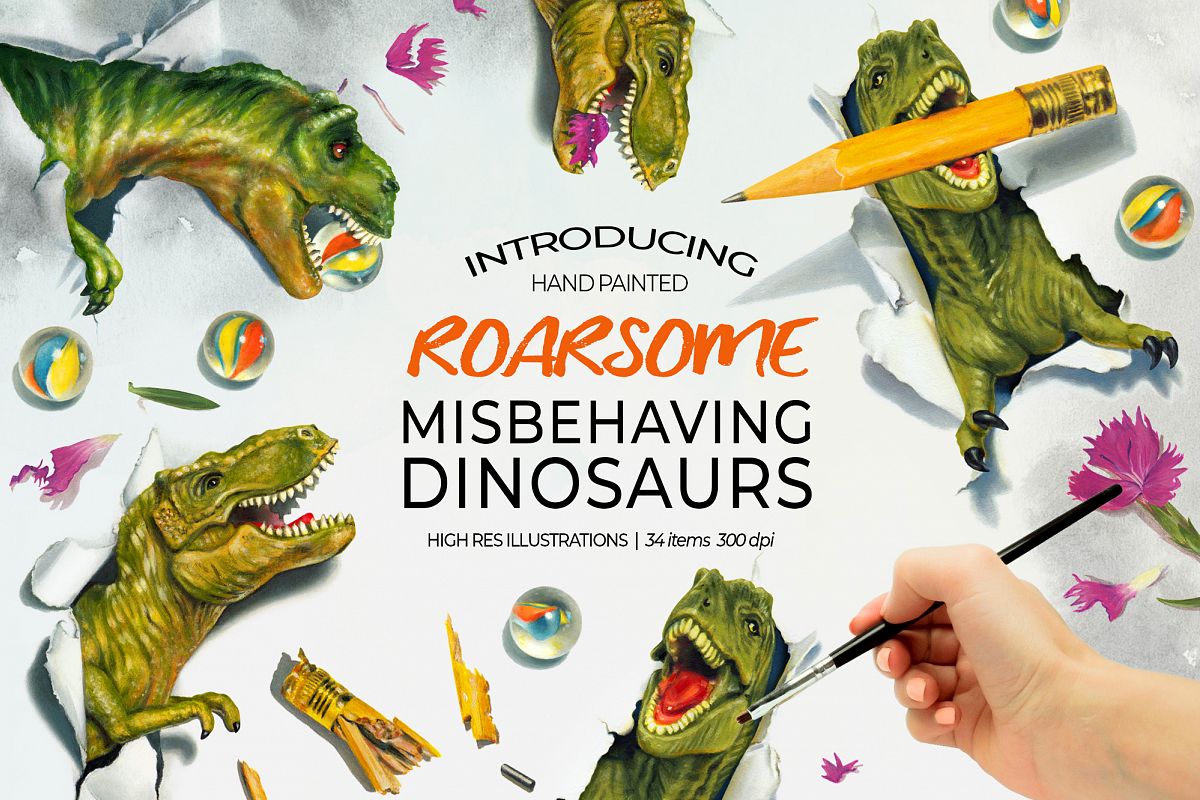 Dinosaurs Misbehaving- RoarsomeT-Rex example image 1