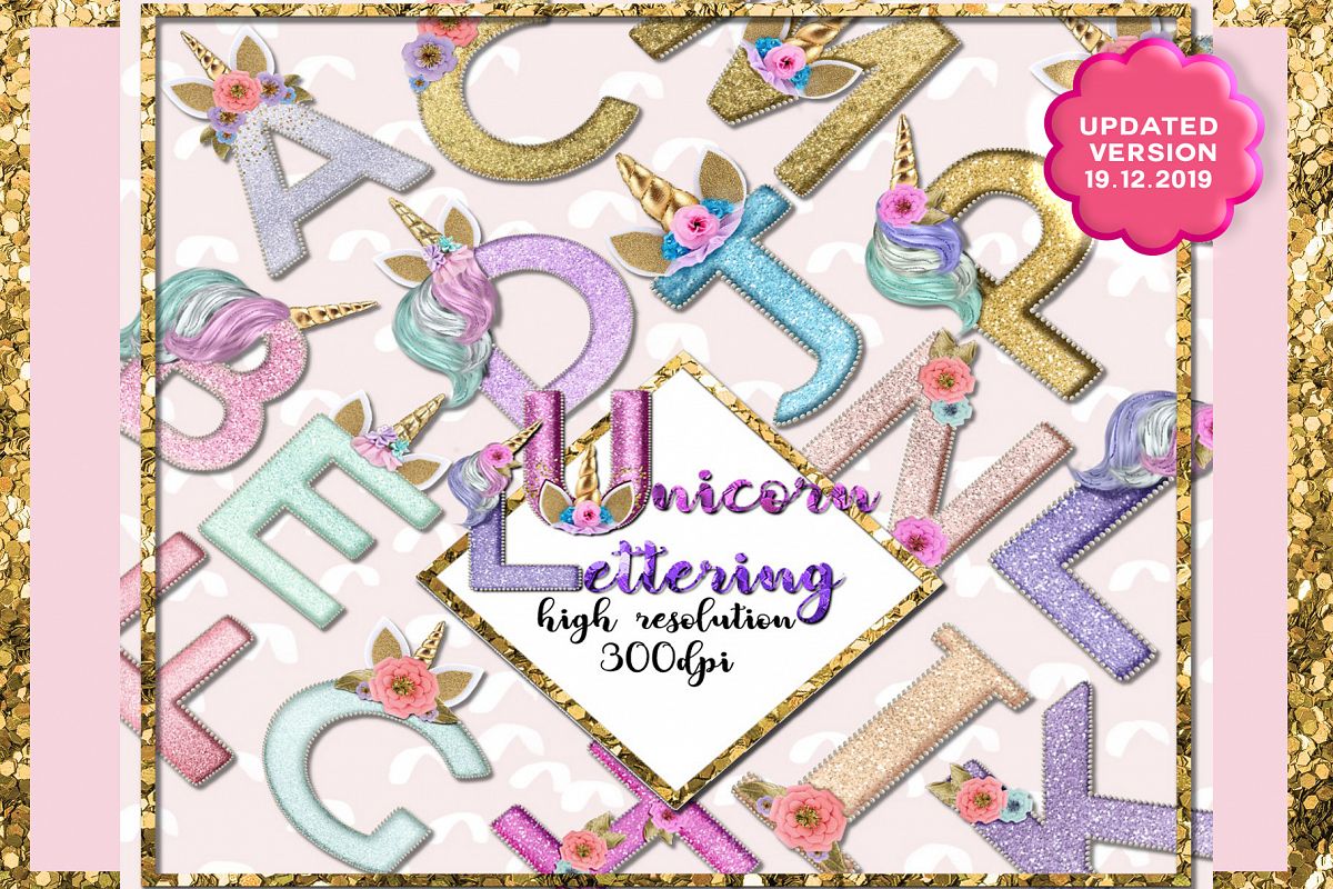 Unicorn Monogram Png Lettering example image 1