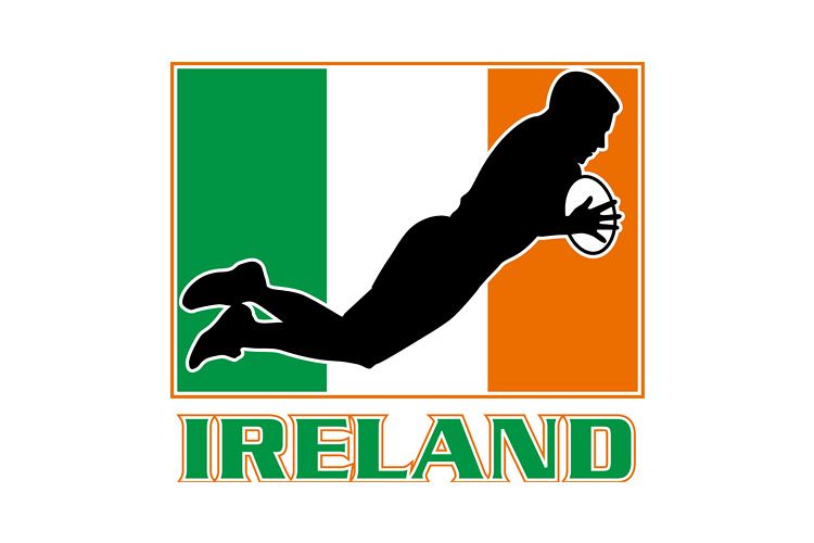 rugby playing diving try ireland flag example image 1