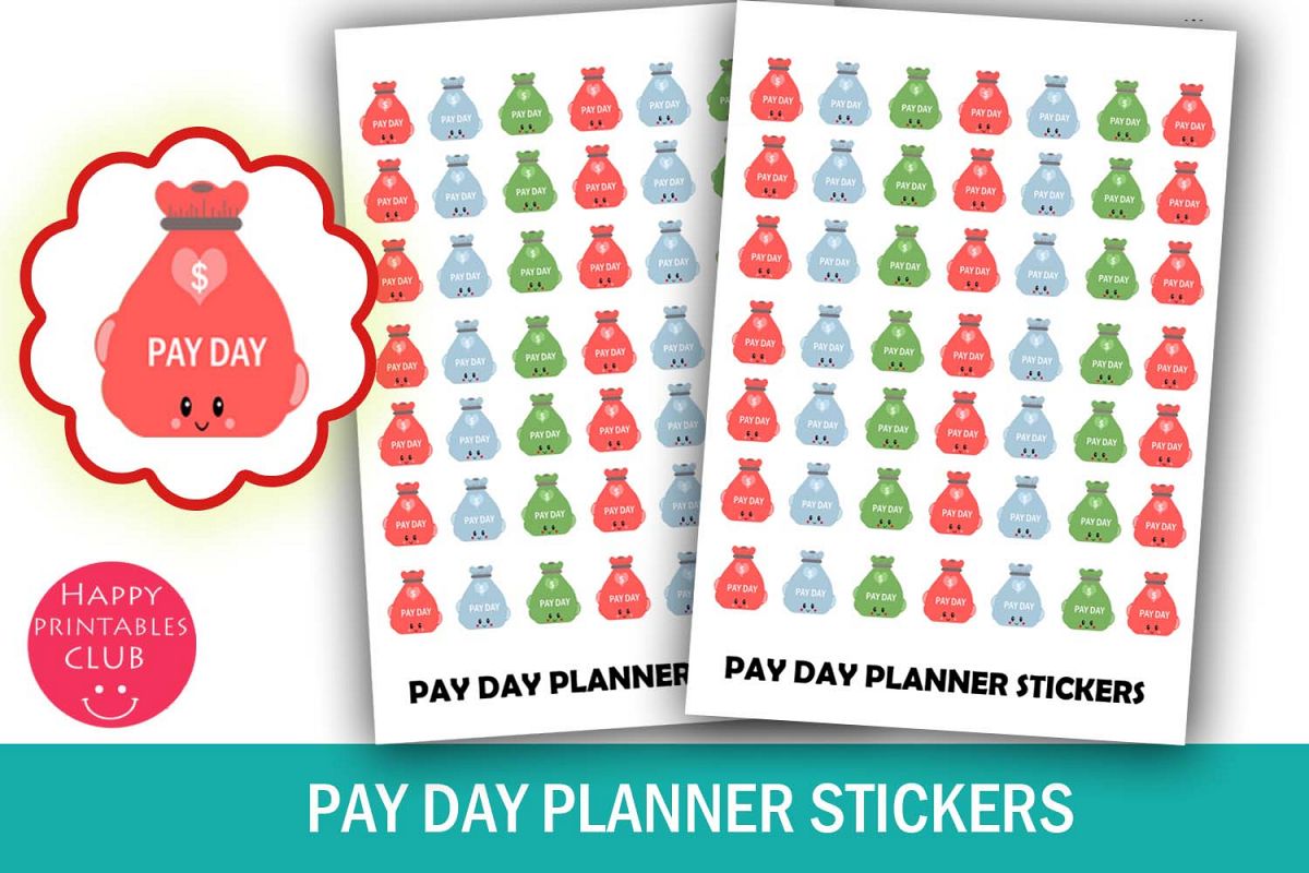 Pay Day Money Bag Planner Stickers- Pay Day Planner Stickers example image 1