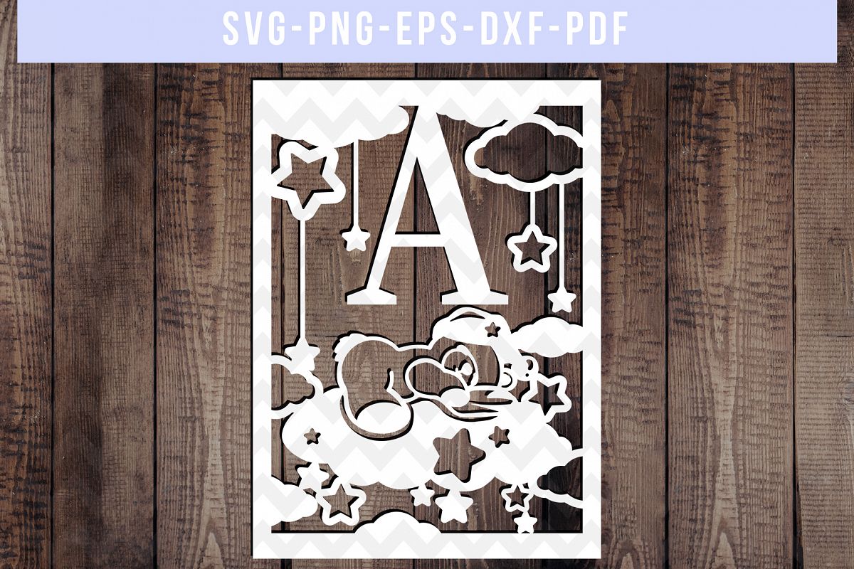 Download Nursery SVG Cut File, Newborn Papercut, Baby Paper Art, DXF (162105) | Paper Cutting | Design ...