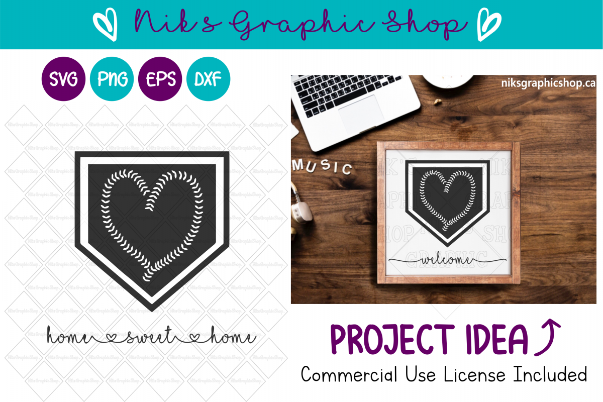 Baseball Svg, Home Sign Svg, Home Plate Svg example image 1