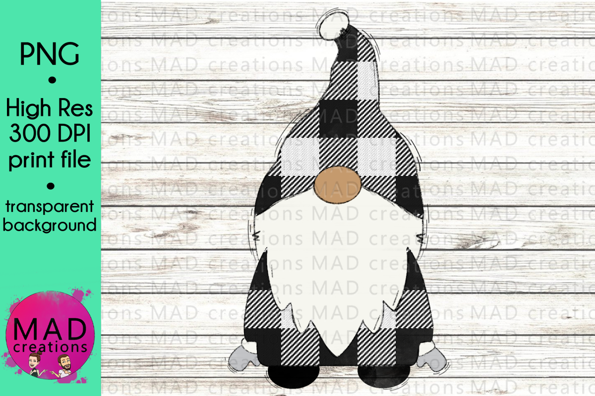 Santa Gnome - White and Black Buffalo Plaid example image 1