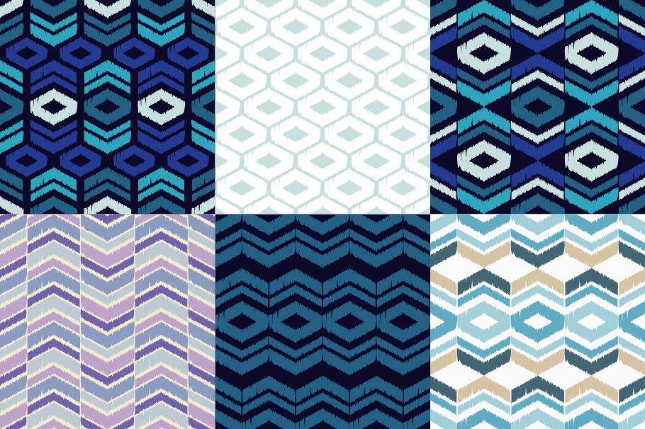 Set of 6 Ethnic boho seamless pattern. example image 1