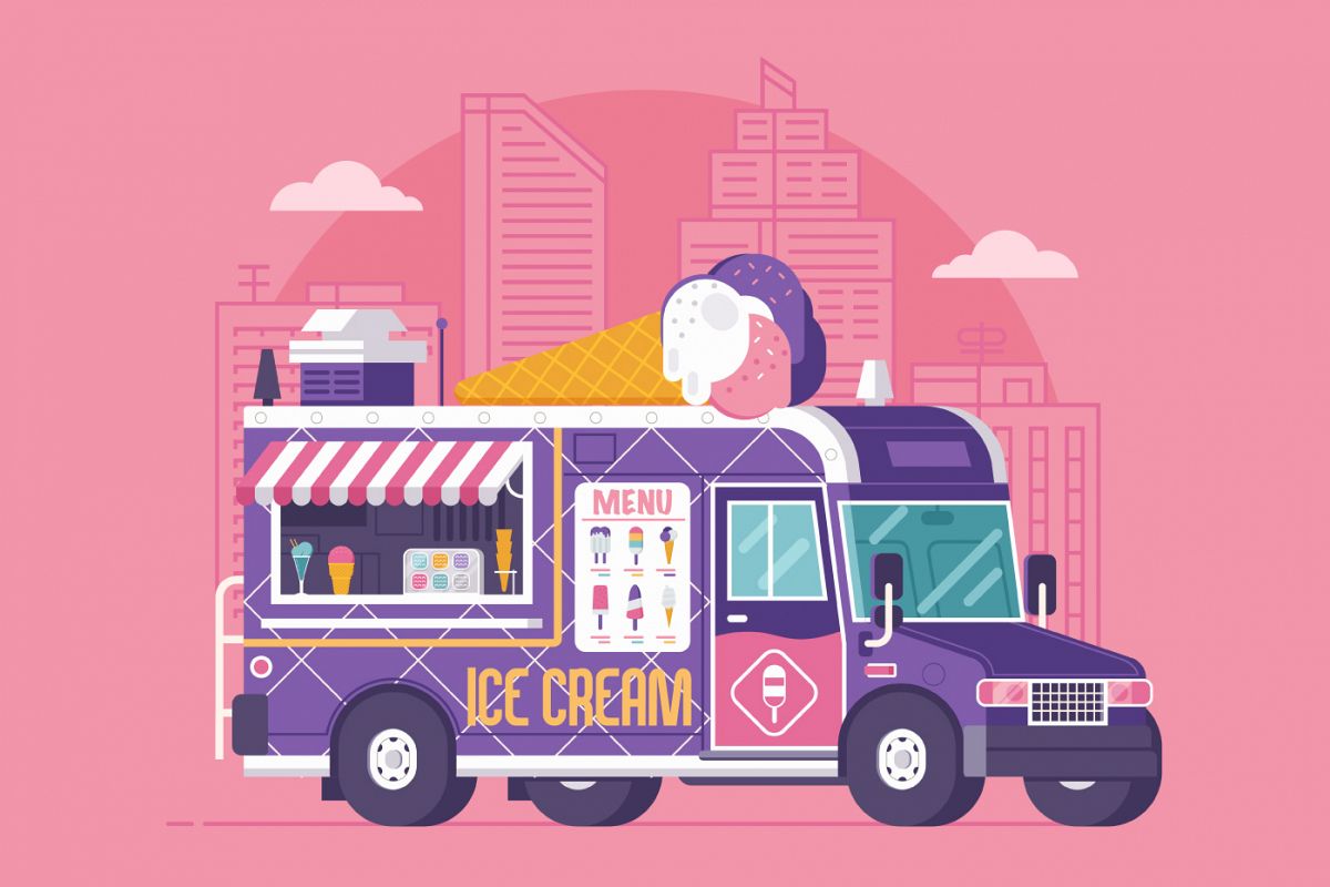 Street Ice Cream Truck Illustration example image 1