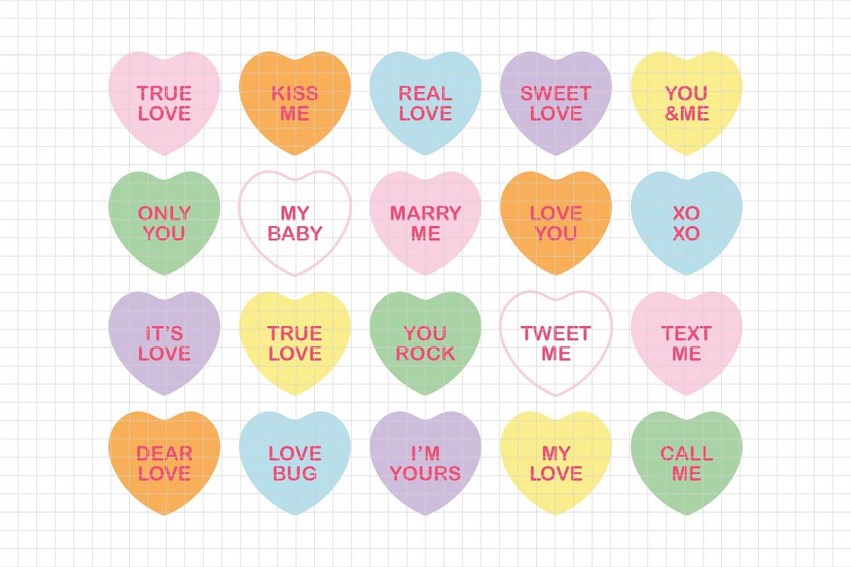 Download Conversation Hearts Digital Clipart Les Cl22 24687 Illustrations Design Bundles