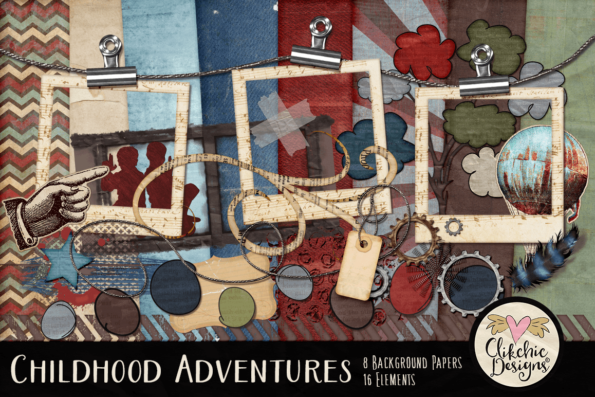 Digital Scrapbook Kit - Childhood Adventures Clipart example image 1