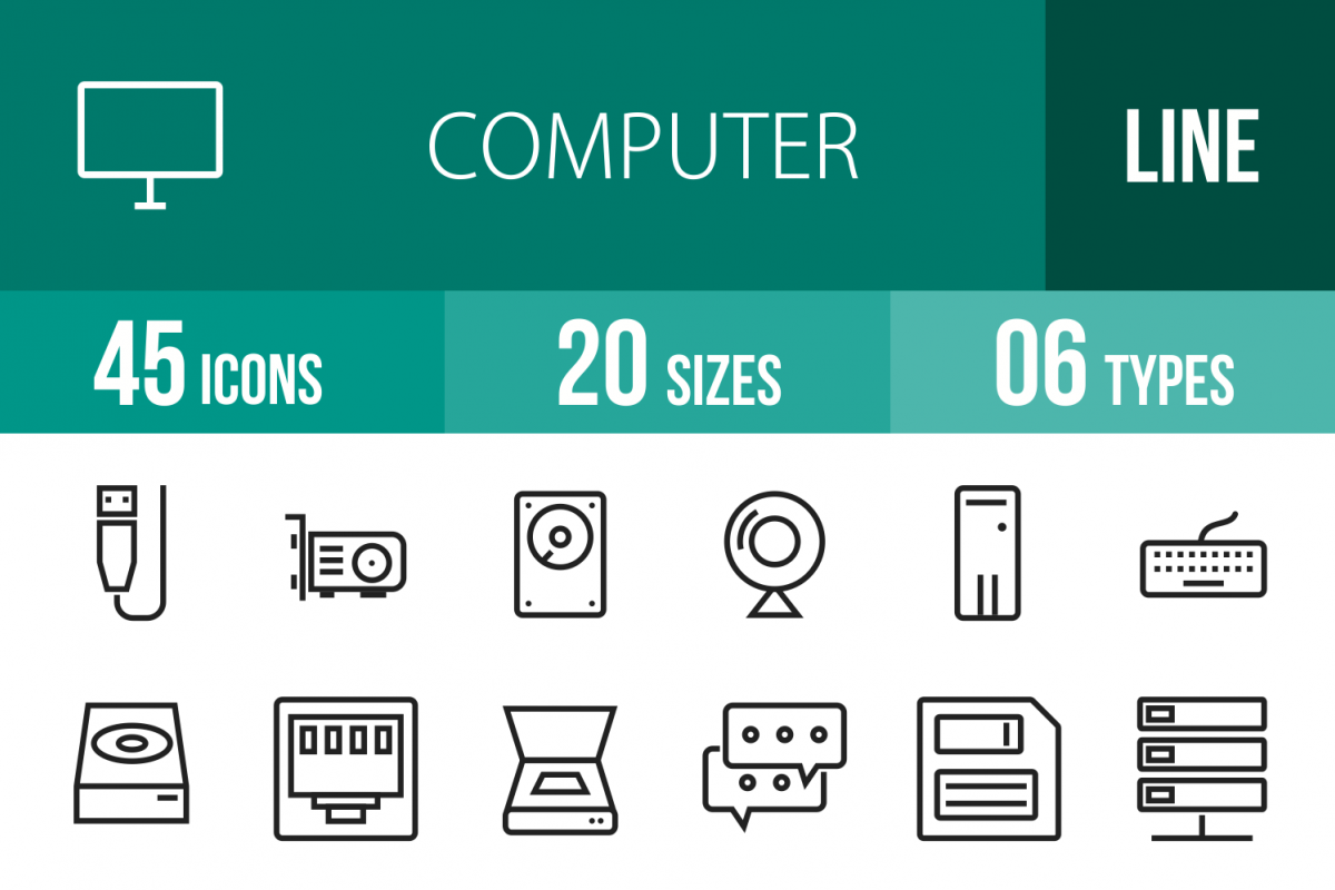 45 Computer Line Icons example image 1