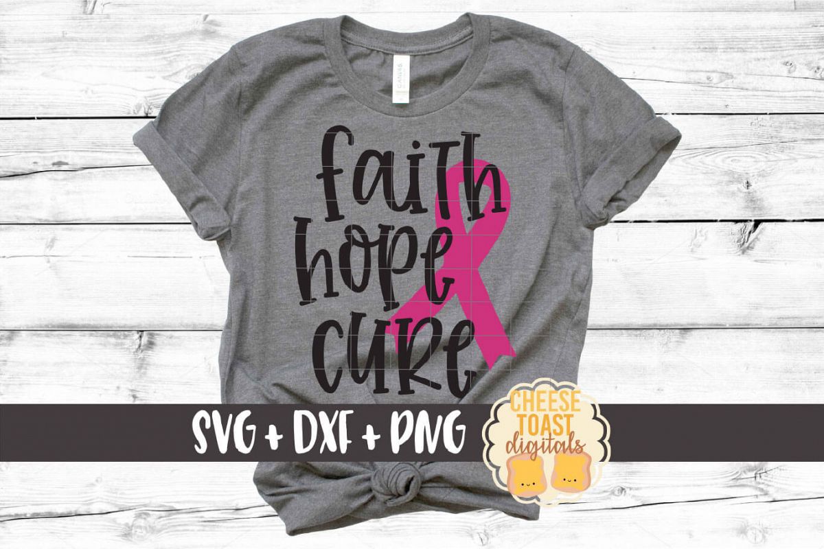 Faith Hope Cure - Breast Cancer Awareness SVG PNG DXF Files example image 1