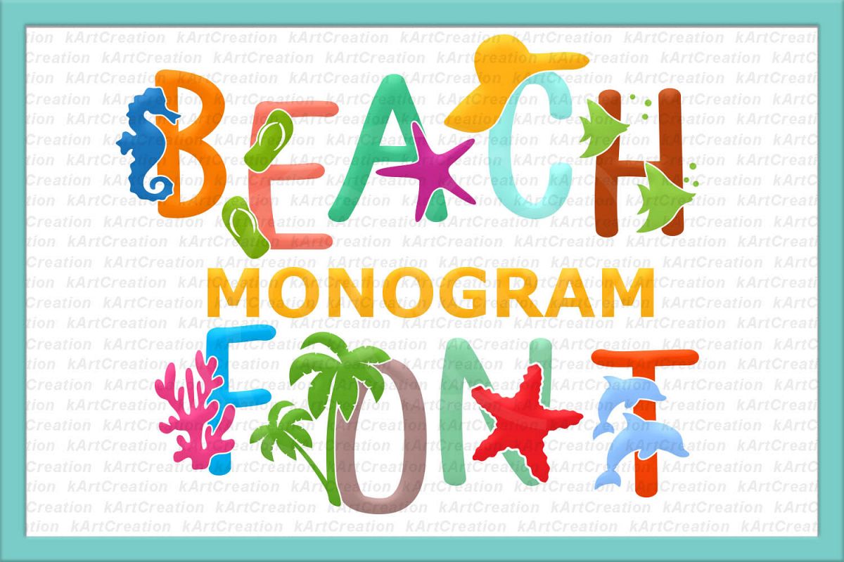 Under the sea monogram font clipart svg dxf cuttable svg dxf example image 1