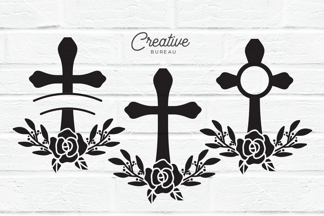 Download Cross Monogram Frame Svg, Floral Cross Svg Cut File ...