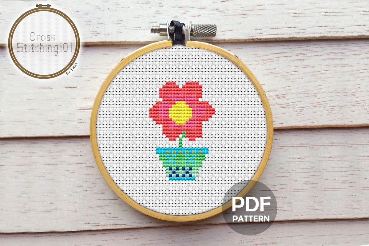 Flower Petal Cross Stitch Pattern - Instant Download PDF example image 1