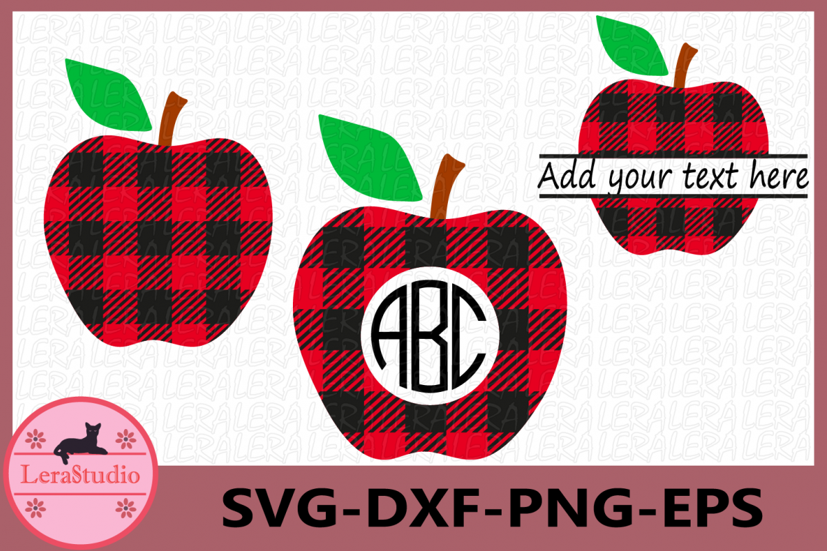 Apple Buffalo Plaid Svg, Monogram Apple SVG, Apple Plaid example image 1