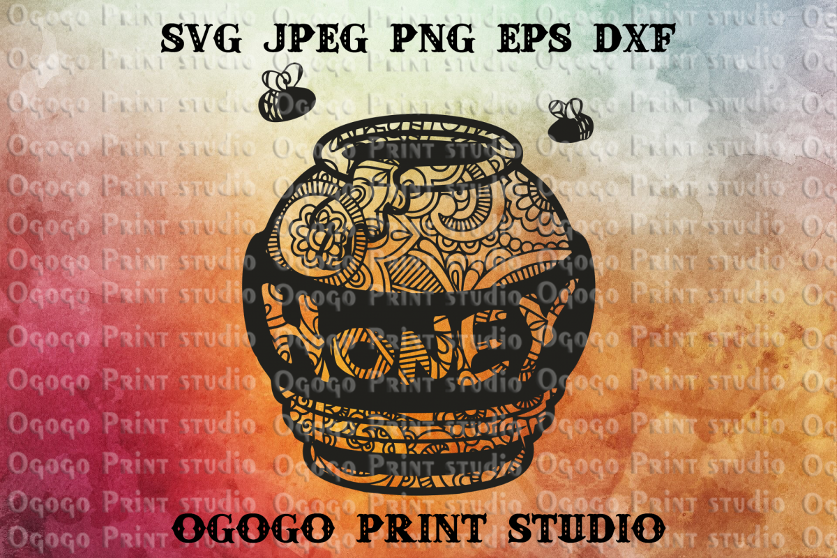 Honey svg, Sweet svg, Mandala svg, Zentangle Svg,Cricut file example image 1
