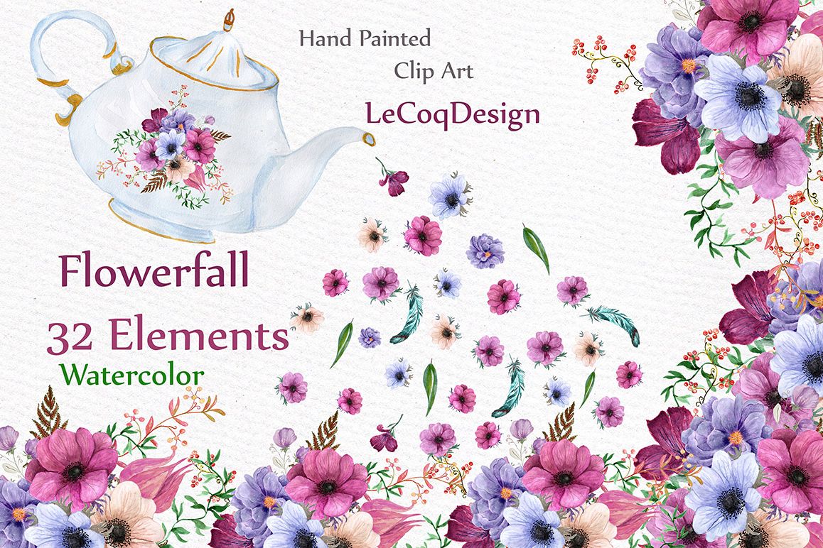 Watercolor wedding flowers example image 1