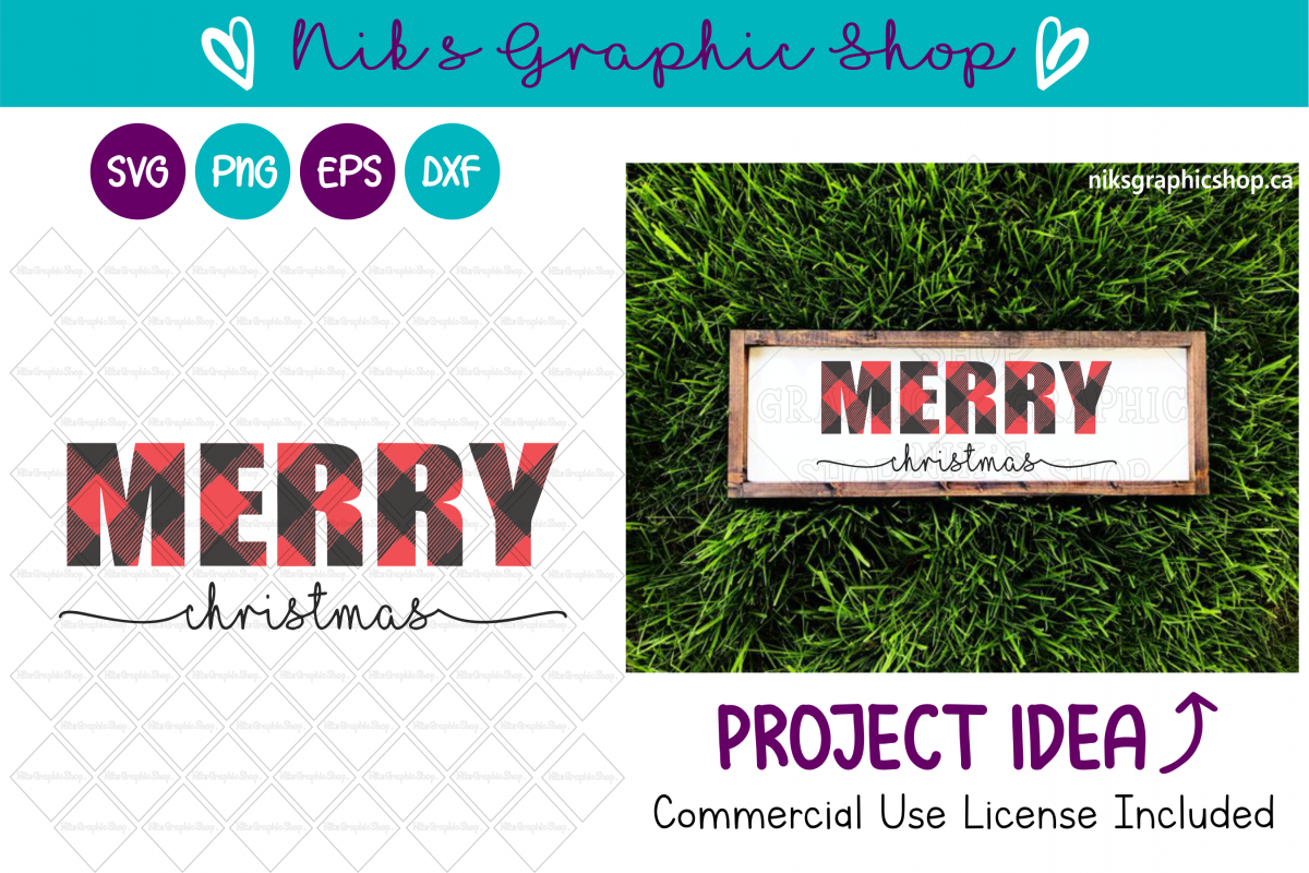 Christmas Svg, Buffalo Plaid Svg, Plaid Merry Christmas Svg example image 1